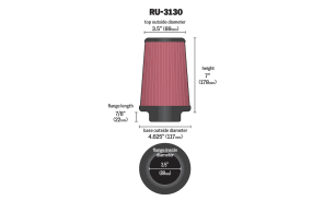 K&N Universal Clamp-On Air Filter 3-1/2"FLG, 4-5/8"B, 3-1/2"T, 7"H